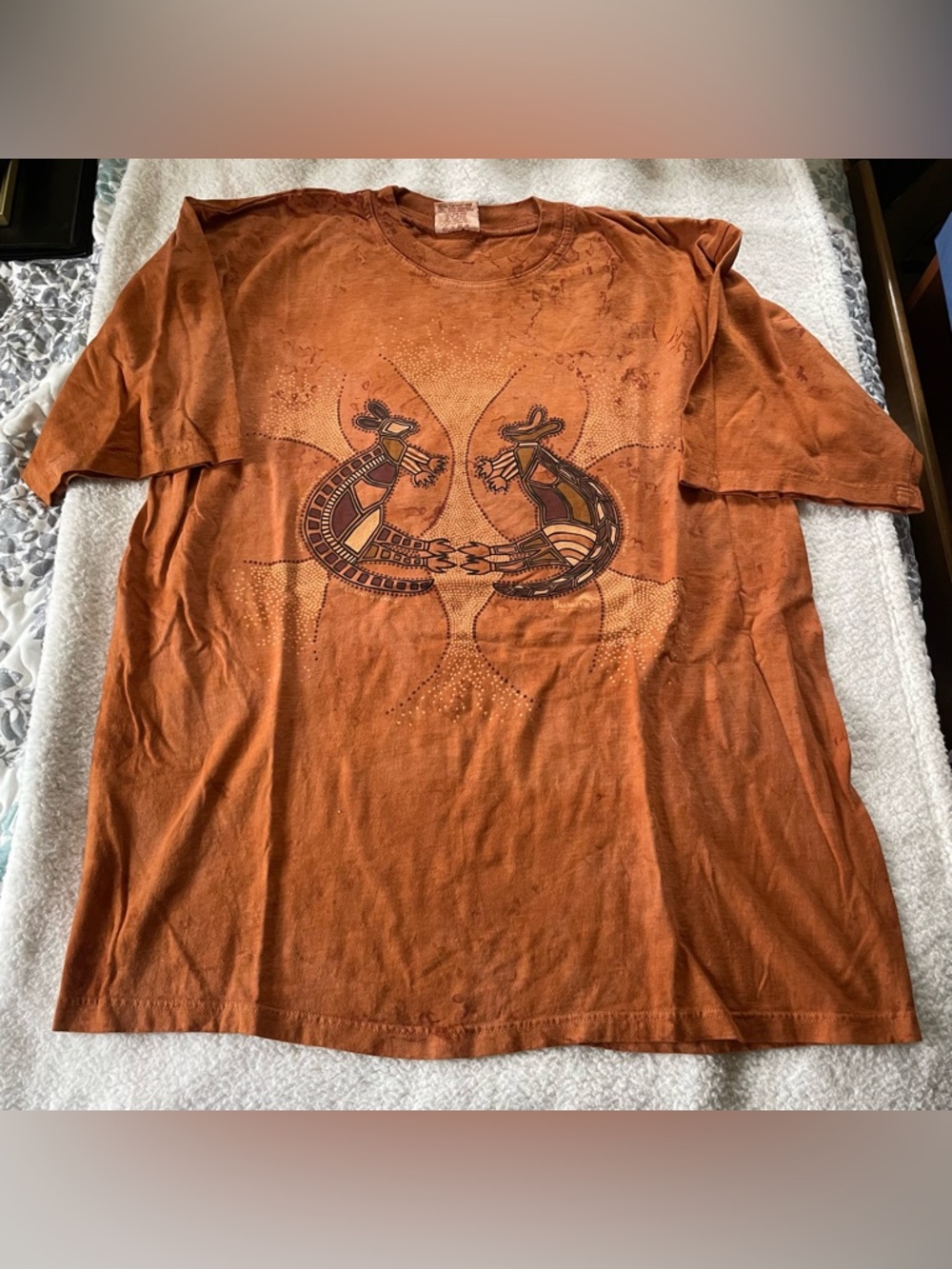 Vtg 90s Bulurru Aboriginal Nature Art Australia Kangaroos Unisex Tshirt Size XXL